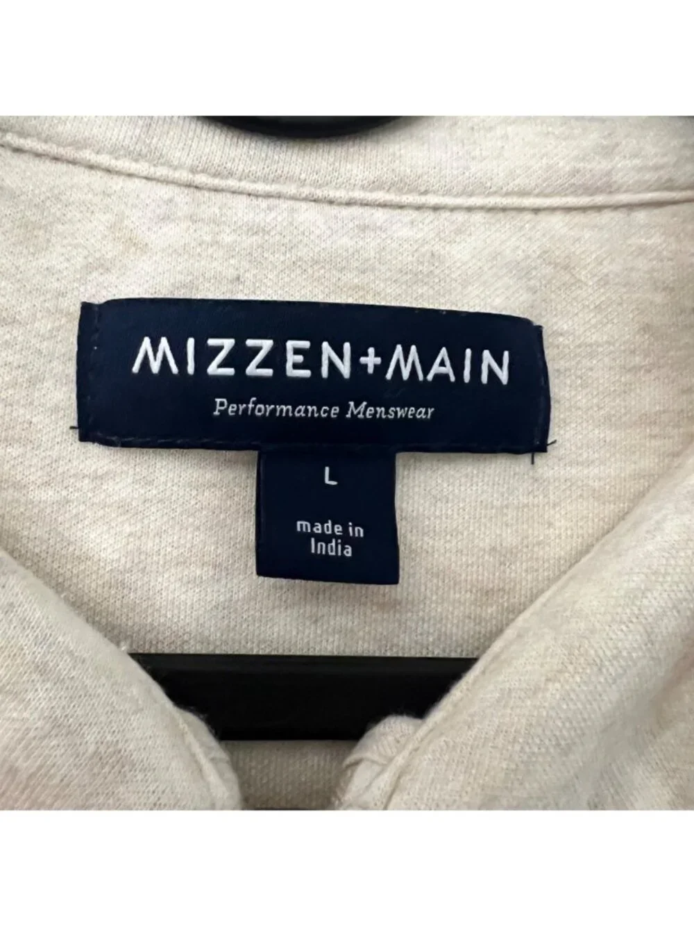 Mizzen Main Beige Cotton 1/4 Zip Pullover Sweater Preppy Mens Size Large